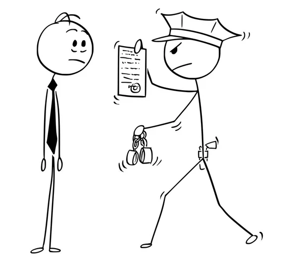 Caricature d'un homme d'affaires arrêté par un policier — Image vectorielle