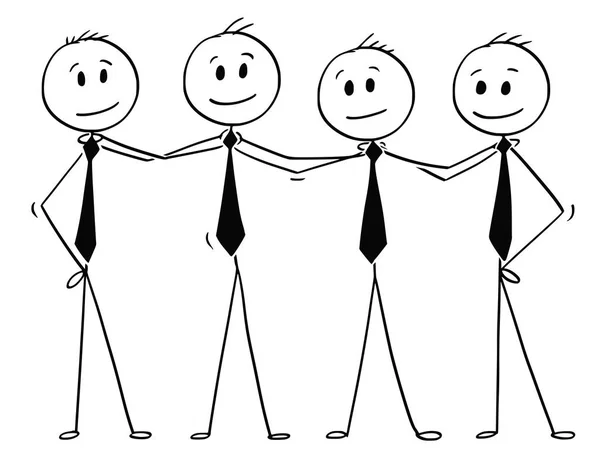 Γελοιογραφία της ομάδας του επιχειρηματίες στέκεται και κρατώντας τους ώμους — Διανυσματικό Αρχείο