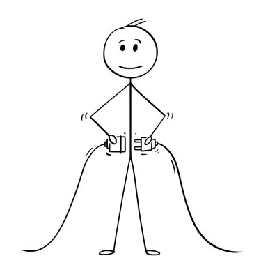 Karikatür işadamı iki elektrik fiş bağlanma