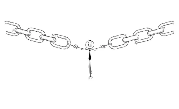 Caricatura del Empresario o Usuario o Empleado como el eslabón más débil de la cadena — Archivo Imágenes Vectoriales