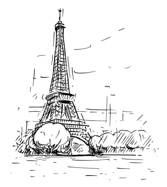 파리, 프랑스의 에펠 탑의 만화 스케치 — 스톡 벡터