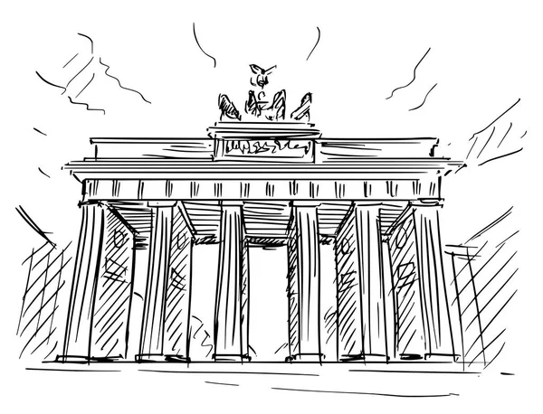 Cartoon schets van de Brandenburger Tor, Berlijn, Duitsland — Stockvector