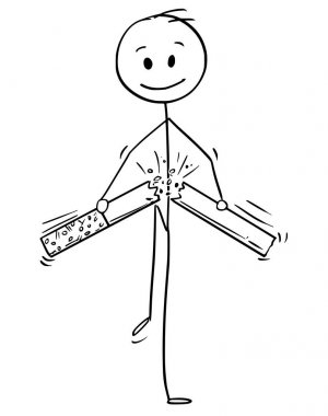 Karikatür bir adam sigara durdurmak sigara metafor olarak Breaking