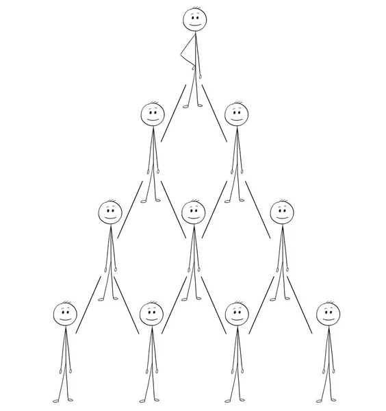 비즈니스 조직 팀 계층 구조 체계의 만화 — 스톡 벡터