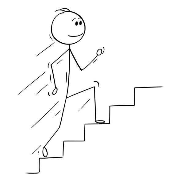 Мультфільм Чоловік або Бізнесмен біжить сходами або сходами — стоковий вектор