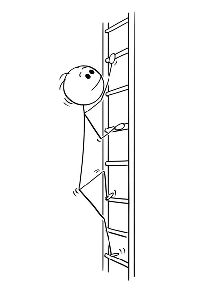 Γελοιογραφία του άνδρα ή επιχειρηματία που αναρριχείται επάνω Σκάλα — Διανυσματικό Αρχείο