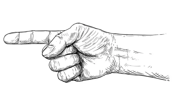 Vektör artistik çizim veya el sol yöne işaret parmağı ile çizim — Stok Vektör