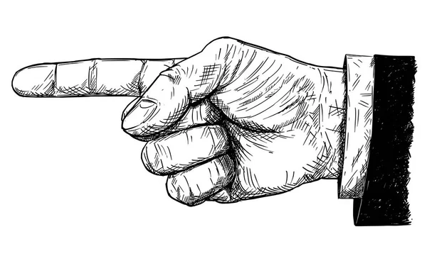 Artystyczny ilustracji wektorowych lub rysunek ręka biznesmen w garnitur z palcem w lewo w kierunku — Wektor stockowy