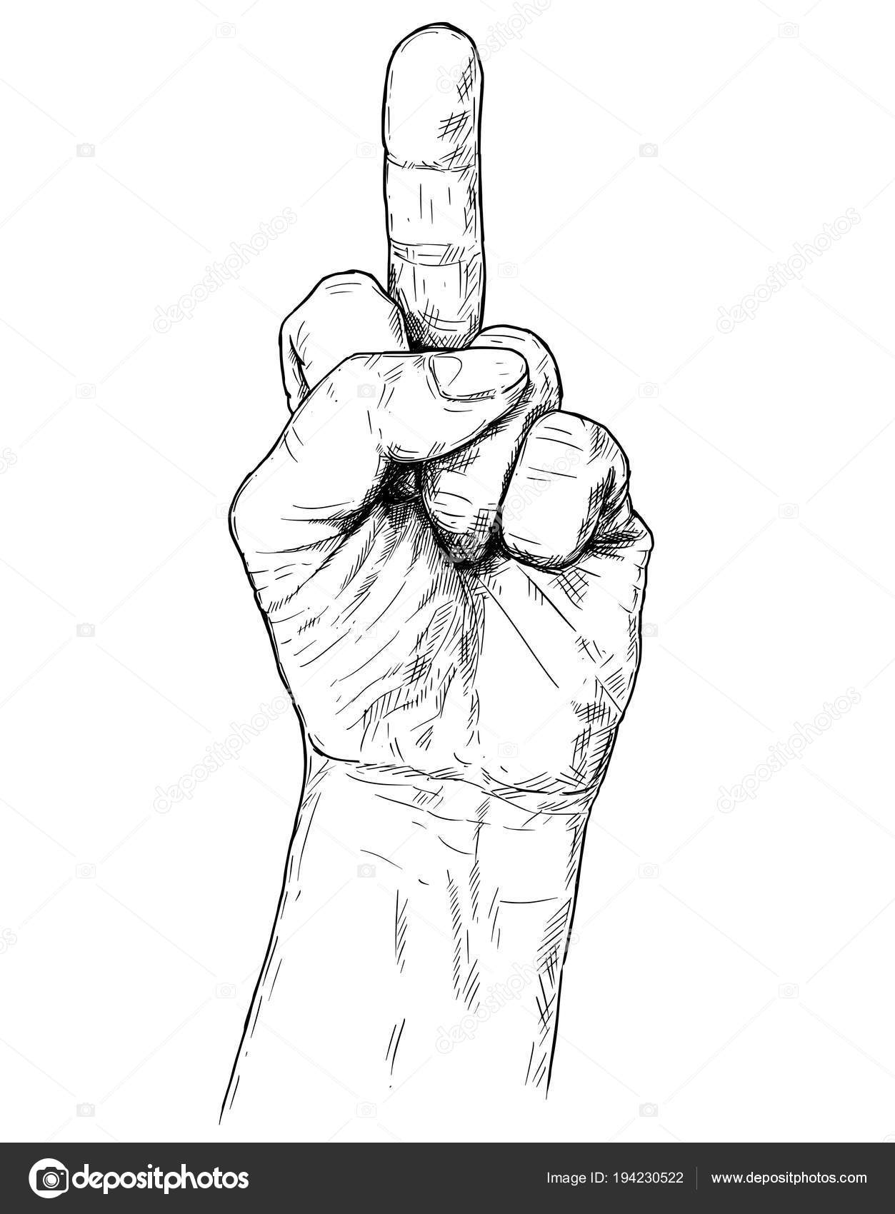 Vector Artistic Illustration or Drawing of Fuck You or Fuck Off Middle  Finger Up Hand Gesture Stock Vector by ©ursus@zdeneksasek.com 194230522