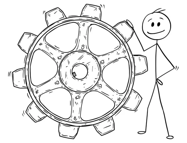 남자 또는 사업가 큰 톱니 나 톱니바퀴의 만화 — 스톡 벡터