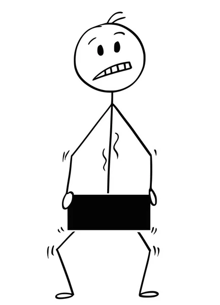 Cartoon of Front of Naked or Nude Stick Figure - Stock