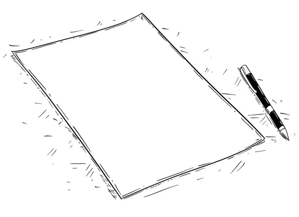 Ilustração de desenho artístico vetorial de peça vazia ou em branco de papel e caneta —  Vetores de Stock