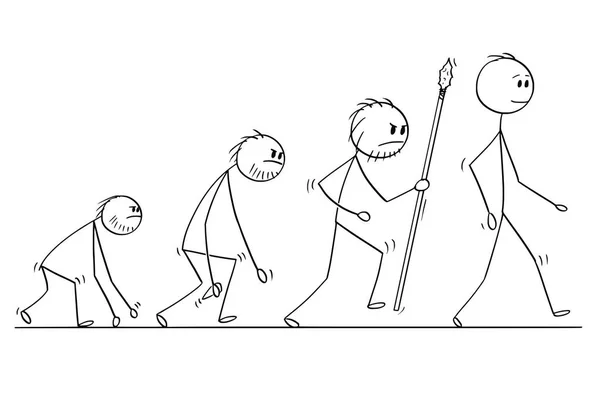 Desenhos animados do progresso do processo de evolução humana —  Vetores de Stock