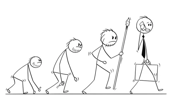 Dibujos animados del hombre de negocios humano Evolución Proceso Progreso — Vector de stock