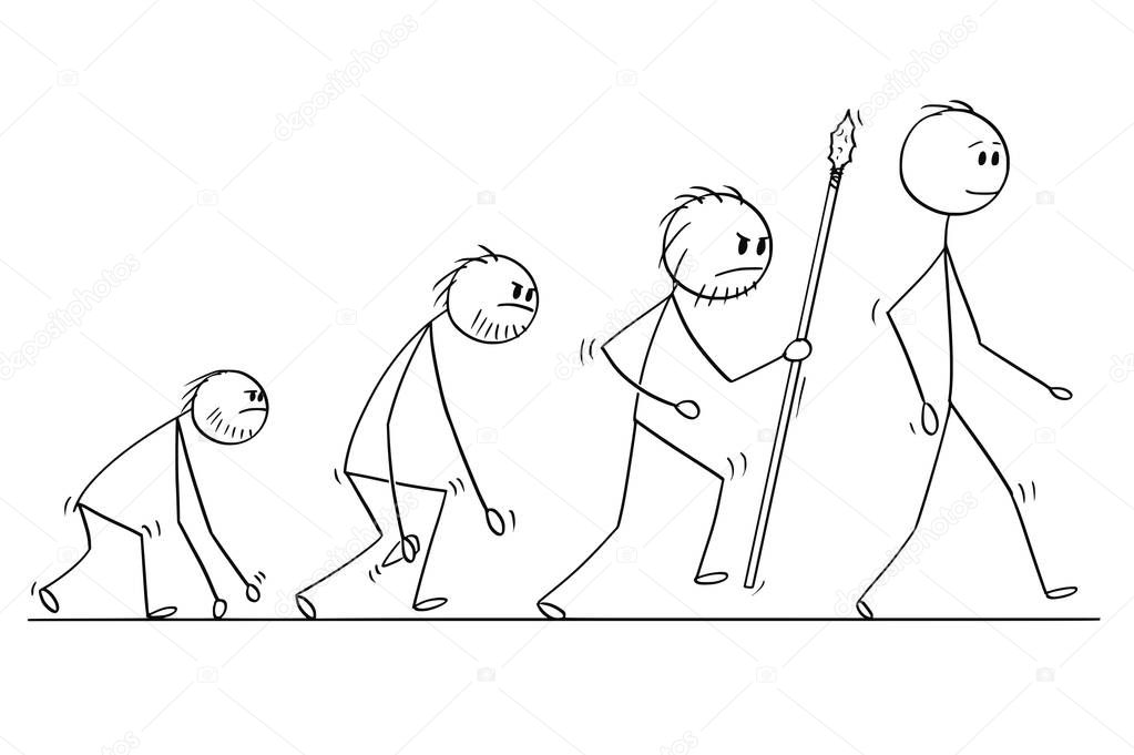 Cartoon of Human Evolution Process Progress