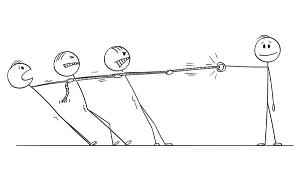 Illustration vectorielle d'un groupe d'hommes d'affaires jouant au remorqueur de guerre avec une forte individualité — Image vectorielle