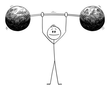 İnsan ya da İş Adamı Ağır Ağırlığı Kaldıran Vektör Çizgi Filmi