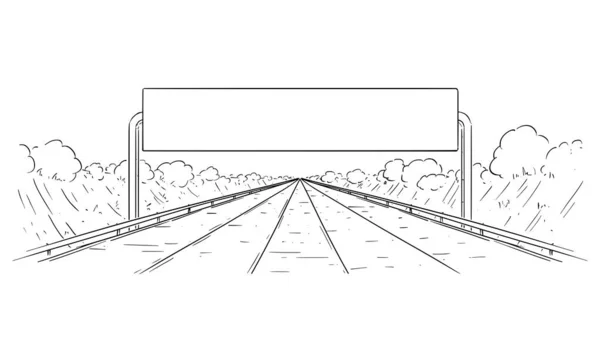 Ilustracja rysunku wektor autostrady idzie do przodu bez rozgałęzienia i pusty znak — Wektor stockowy