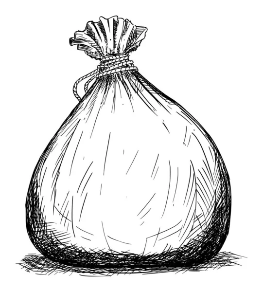 Ilustração de desenho vetorial de saco ou bolsa, possivelmente cheio de dinheiro — Vetor de Stock