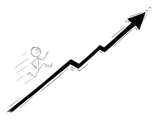 Wektor Cartoon Ilustracja Businessman Running Up wykresu lub wykresu — Wektor stockowy