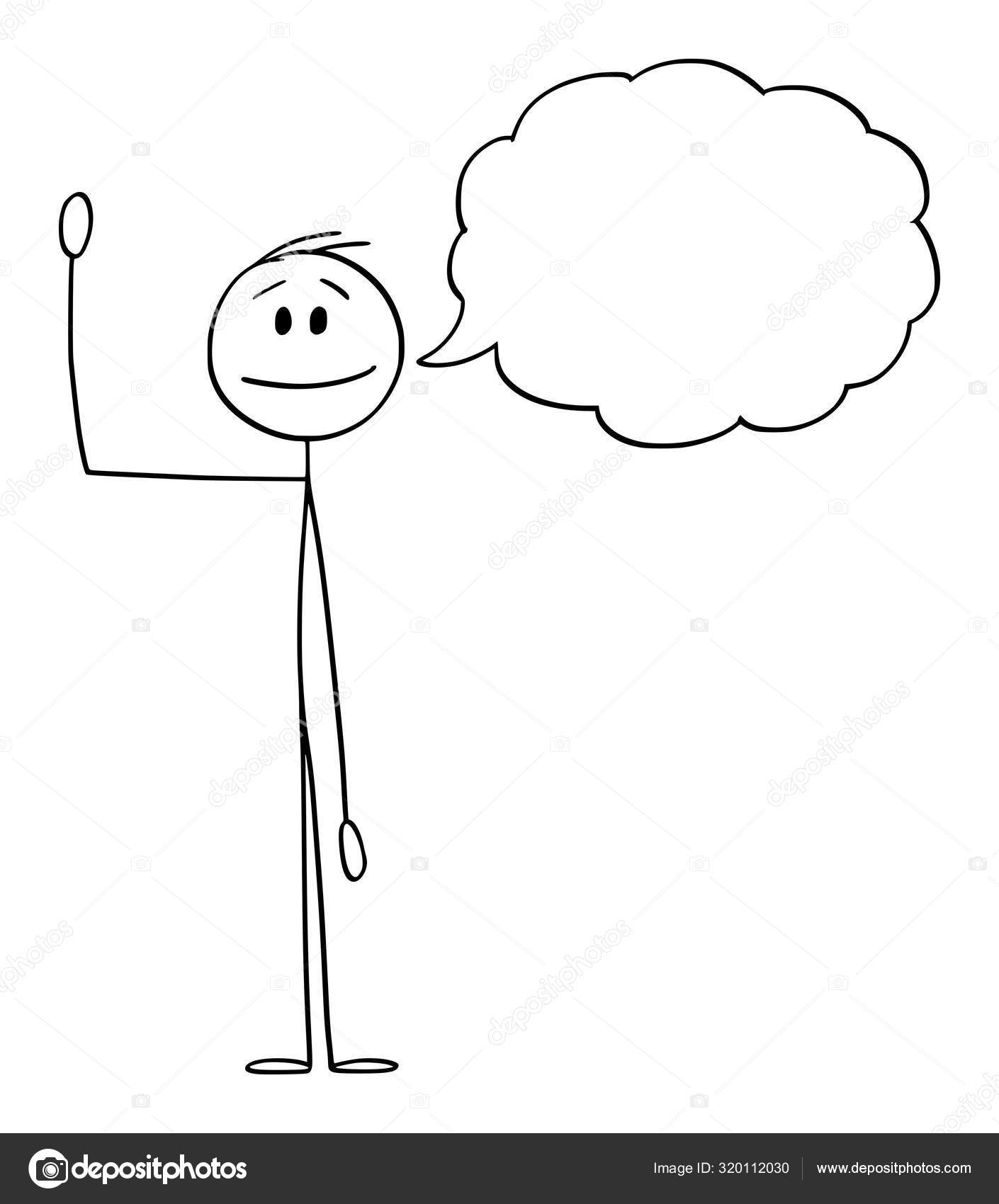 Stick Figure Man with Glasses, Vector Drawing on White Background