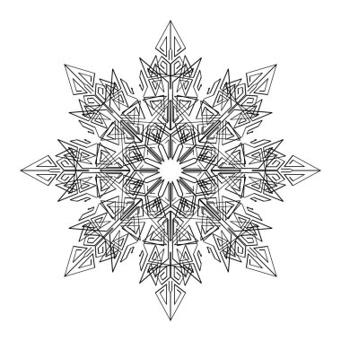 Vektör Yuvarlak Süslemeli Grafik Tasarımı, Mandala Biçiminde Kar Tanesi Şeklinin Çizimi