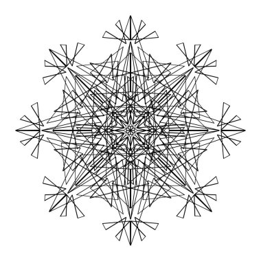 Vektör Yuvarlak Süslemeli Grafik Tasarımı, Mandala Biçiminde Kar Tanesi Şeklinin Çizimi