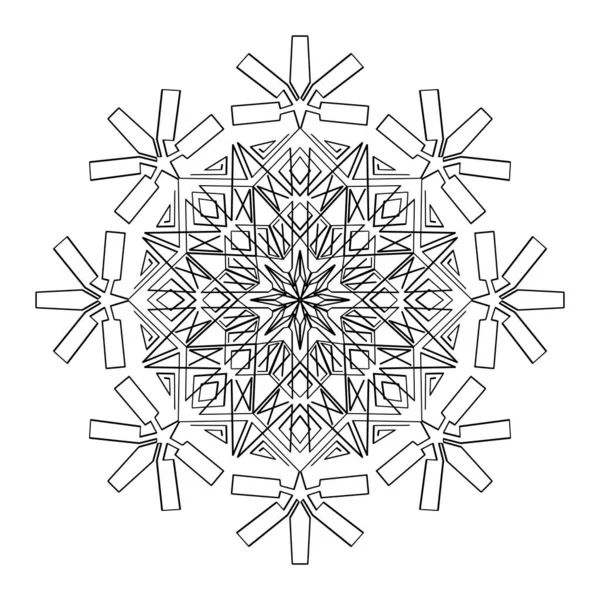 Diseño gráfico ornamental redondo vectorial, dibujo de forma de copo de nieve en estilo mandala — Archivo Imágenes Vectoriales