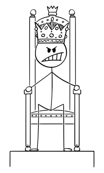 Vector Cartoon Illustration of Angry Man or King Sitting on the Royal Throne