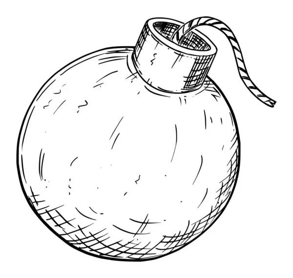 Desenho de desenho animado vetorial de medieval ou bomba com fusível — Vetor de Stock
