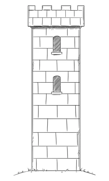 中世またはファンタジーの城の塔のベクトル漫画の描画 — ストックベクタ