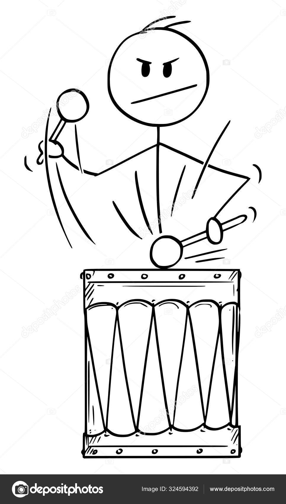 percussão homem desenho animado para colorir 1845006 Vetor no Vecteezy