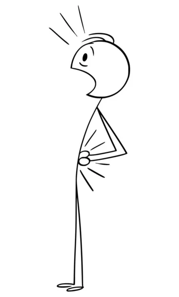 Dessin animé vectoriel Illustration d'un homme souffrant de douleur ou de mal de dos et tenant son dos blessé — Image vectorielle