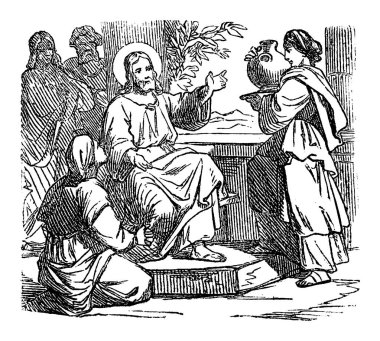 Meryem ve Martha 'nın Evinde İsa' nın İncil 'deki Eski Çizimleri, İncil, İncil, Luke 10