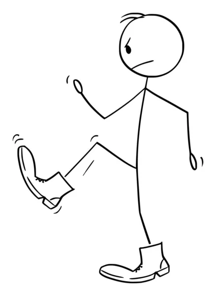 Vector Cartoon Illustration of Man or Businessman Walking in Big Boots or Shoes. — ストックベクタ