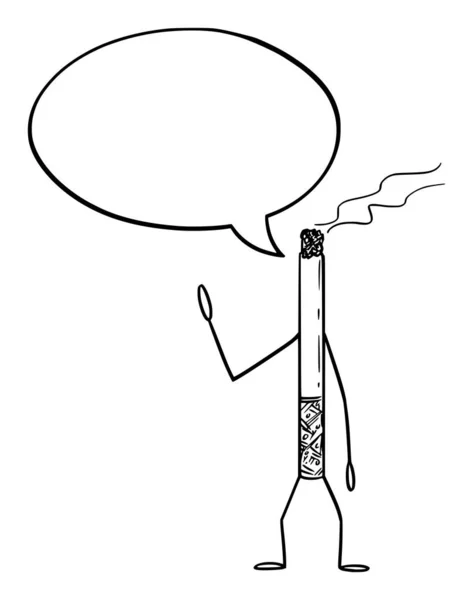 Personagem dos desenhos animados do cigarro do fumo com bolha de fala. Ilustração vetorial —  Vetores de Stock