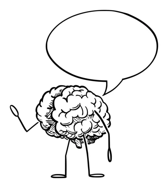 Personagem de desenho animado do cérebro humano com bolha de fala. Ilustração vetorial — Vetor de Stock