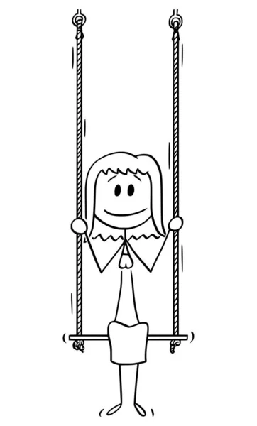 Vektor-Cartoon-Illustration von Frau oder Geschäftsfrau auf Schaukel — Stockvektor