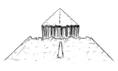 Vektör Kavramsal İllüstrasyon ya da Yol Çizimi Kırılma ya da Yarış, Yoldaki Engel, İş ya da Kariyer Konsepti