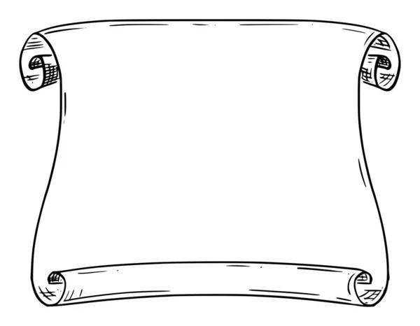 Illustrazione vettoriale o disegno di vecchio antico scorrimento vuoto o pergamena o foglio di carta — Vettoriale Stock