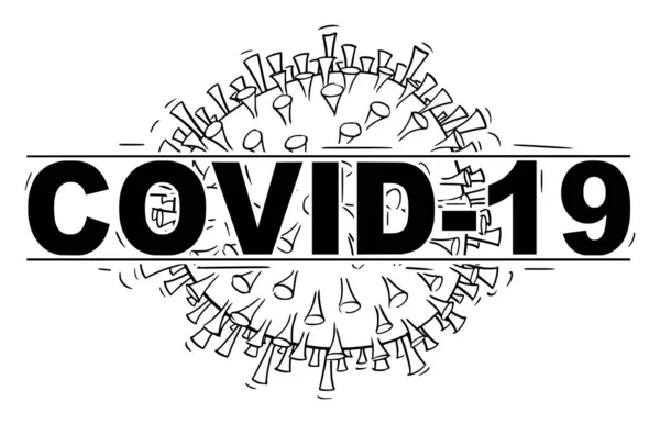 Ilustração de Vetor, Desenho ou Desenho de Coronavirus Covid-19 em estilo de logotipo ou cabeçalho —  Vetores de Stock