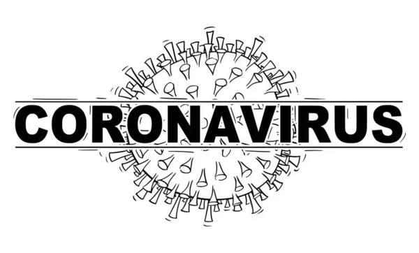 Ilustración, dibujo o diseño vectorial de Coronavirus Covid-19 en estilo de logotipo o encabezado — Vector de stock