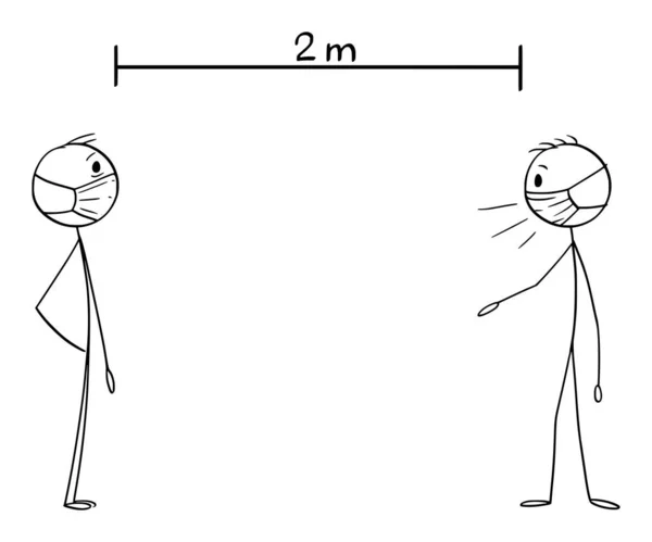 Vector Cartoon Instructional Illustration of How to Talk with others during Coronavirus COVID-19 Epidemic. Держите дистанцию — стоковый вектор