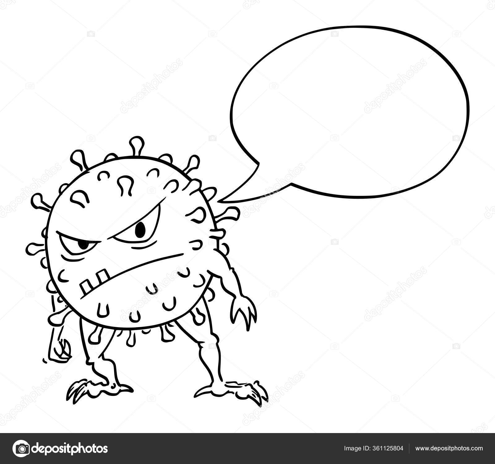 Vector Funny Cartoon Illustration Of Crazy Coronavirus Covid 19 Virus Monster With Empty Speech Bubble Saying Something Stock Vector C Ursus Zdeneksasek Com 361125804