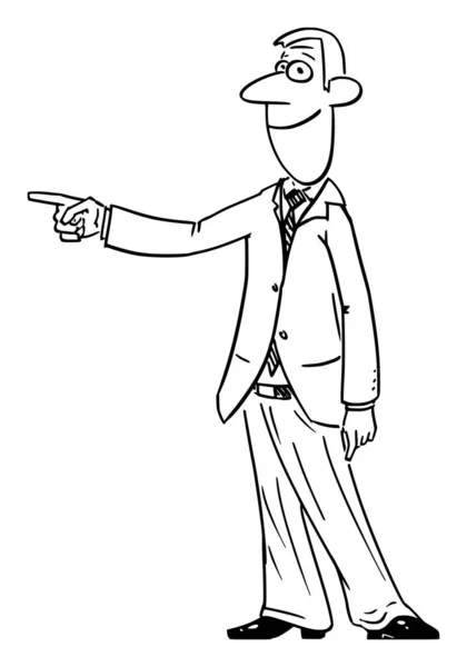 Vector Comic Cartoon of Man or Businessman Mostrando ou Apontando para Algo . — Vetor de Stock