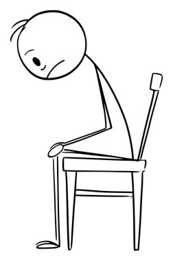 Stresli ya da Üzgün Adam 'ın Vektör Çizgi Filmi ya da Sandalyede Oturma Sorunu