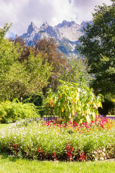 Park in the village of Mittenwald — Stock Photo, Image