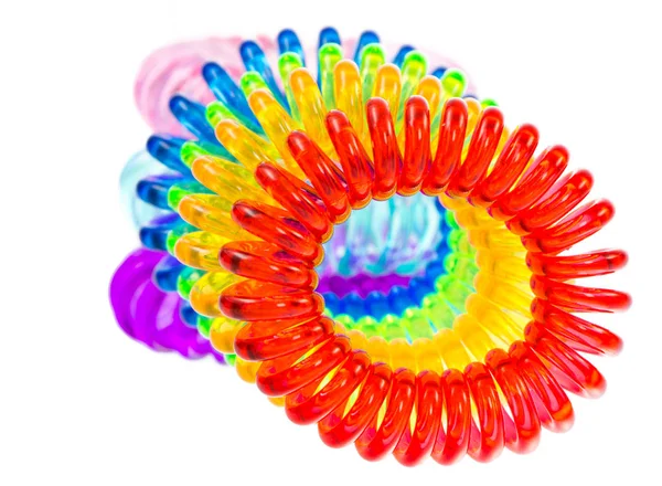 Verschiedene isolierte spiralförmige Haarbänder — Stockfoto
