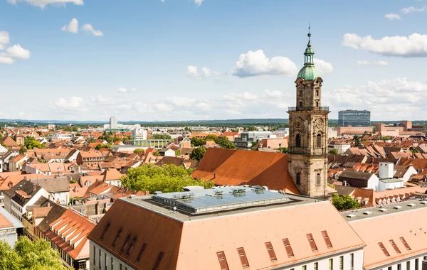 Widok z lotu ptaka na miasto Erlangen — Zdjęcie stockowe