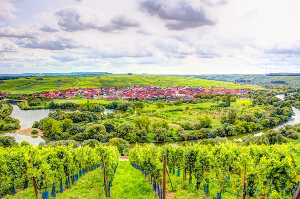 Dorp van Nordheim een wijnbouw in district Franken — Stockfoto